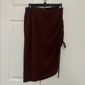 Chic Brown Pencil Skirt with side adjustable tie.